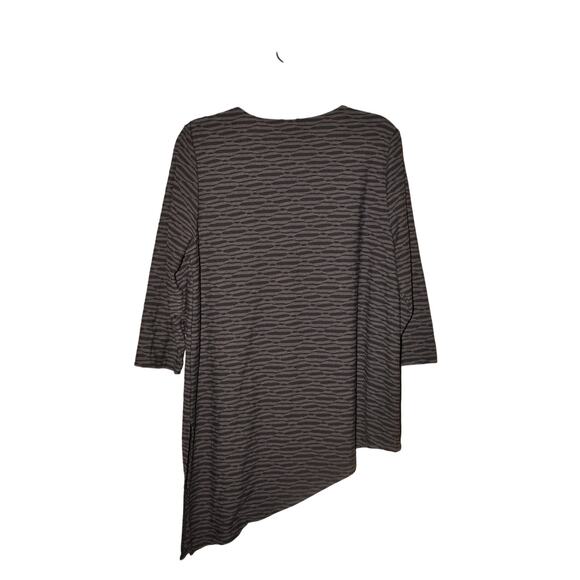 CHICO'S $65 Black Gray Textured Asymmetrical Hem Tunic Top Chico's 2 / US Large - Picture 2 of 3